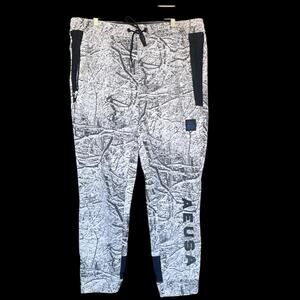American Eagle Pants Mens 2XL Gray Camo Jogger Drawstring Outdoor AEUSA Patch